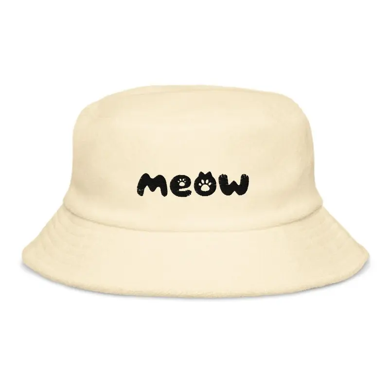 Meow Unstructured Terry Cloth Bucket Hat